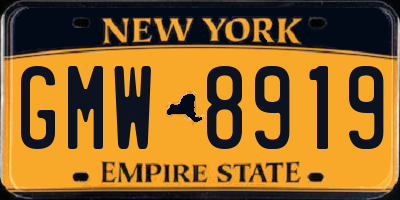 NY license plate GMW8919
