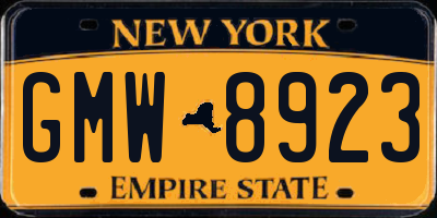 NY license plate GMW8923