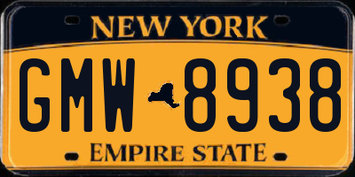 NY license plate GMW8938