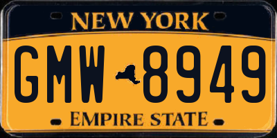 NY license plate GMW8949