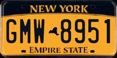 NY license plate GMW8951