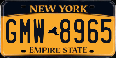 NY license plate GMW8965