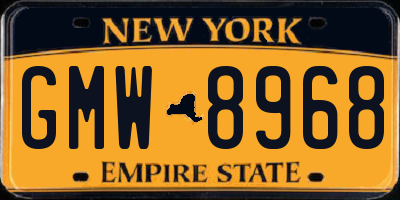 NY license plate GMW8968