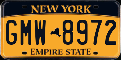 NY license plate GMW8972