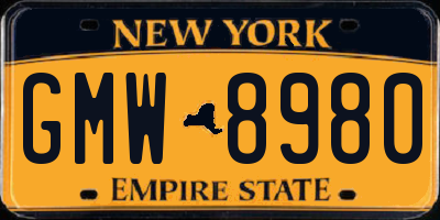 NY license plate GMW8980
