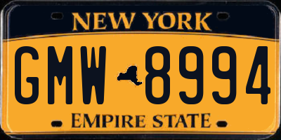 NY license plate GMW8994