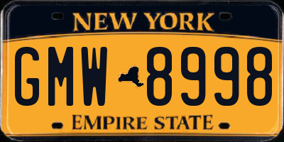 NY license plate GMW8998