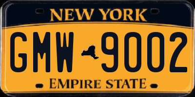 NY license plate GMW9002