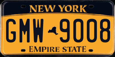 NY license plate GMW9008