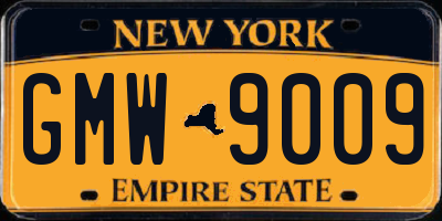 NY license plate GMW9009