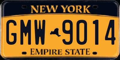 NY license plate GMW9014