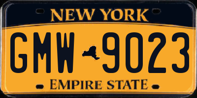NY license plate GMW9023