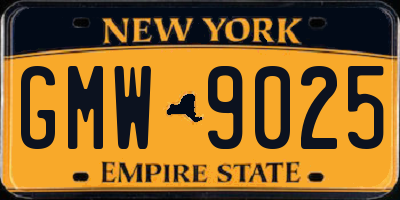 NY license plate GMW9025