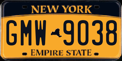 NY license plate GMW9038