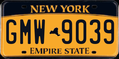 NY license plate GMW9039