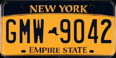 NY license plate GMW9042