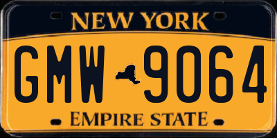 NY license plate GMW9064