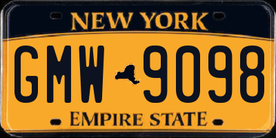 NY license plate GMW9098