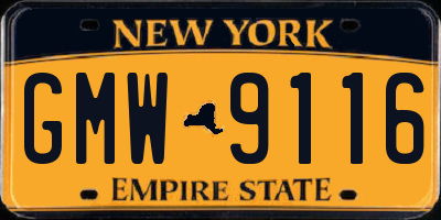 NY license plate GMW9116