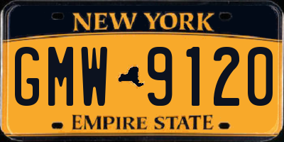 NY license plate GMW9120