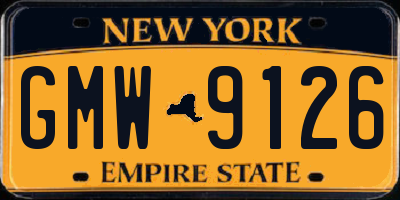 NY license plate GMW9126
