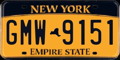 NY license plate GMW9151
