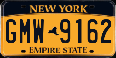 NY license plate GMW9162