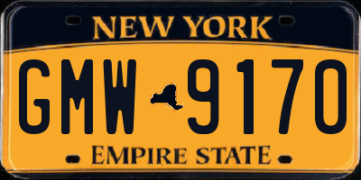 NY license plate GMW9170