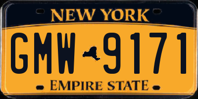 NY license plate GMW9171