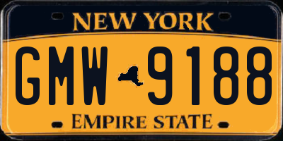 NY license plate GMW9188