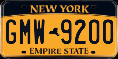 NY license plate GMW9200