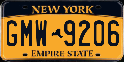 NY license plate GMW9206