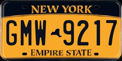 NY license plate GMW9217