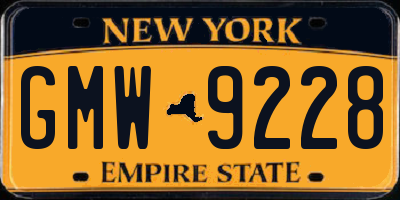 NY license plate GMW9228