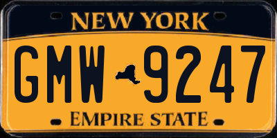 NY license plate GMW9247
