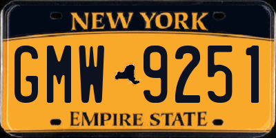 NY license plate GMW9251