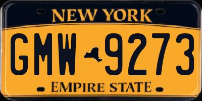 NY license plate GMW9273