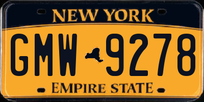NY license plate GMW9278