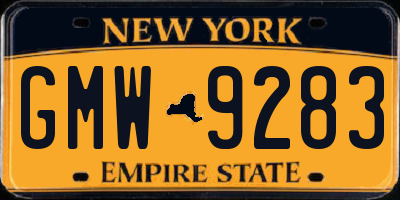 NY license plate GMW9283