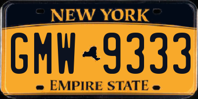 NY license plate GMW9333