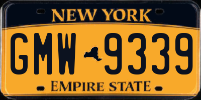 NY license plate GMW9339
