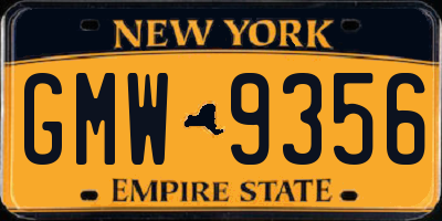 NY license plate GMW9356