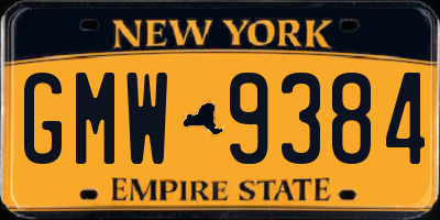 NY license plate GMW9384