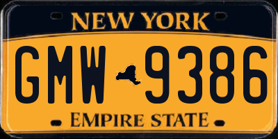 NY license plate GMW9386
