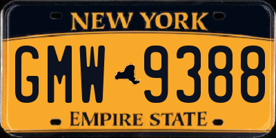 NY license plate GMW9388