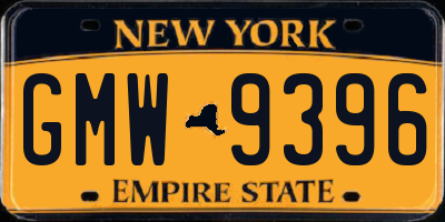 NY license plate GMW9396