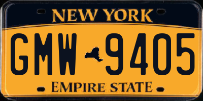 NY license plate GMW9405