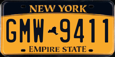 NY license plate GMW9411