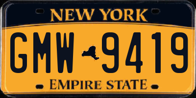 NY license plate GMW9419