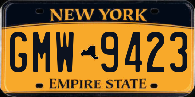 NY license plate GMW9423
